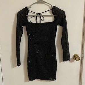 Lucy In The Sky- Giulia Square Neck Dress
In Black Sequins XS